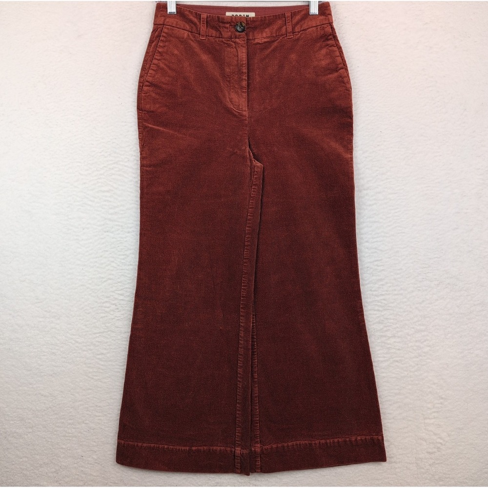 Boden Pants Womens Size 6R Orange Corduroy Wide Leg High Rise Comfort Stretch‎